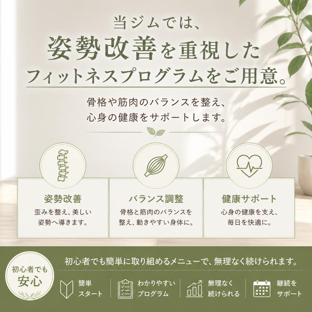 姿勢改善に特化したプログラム