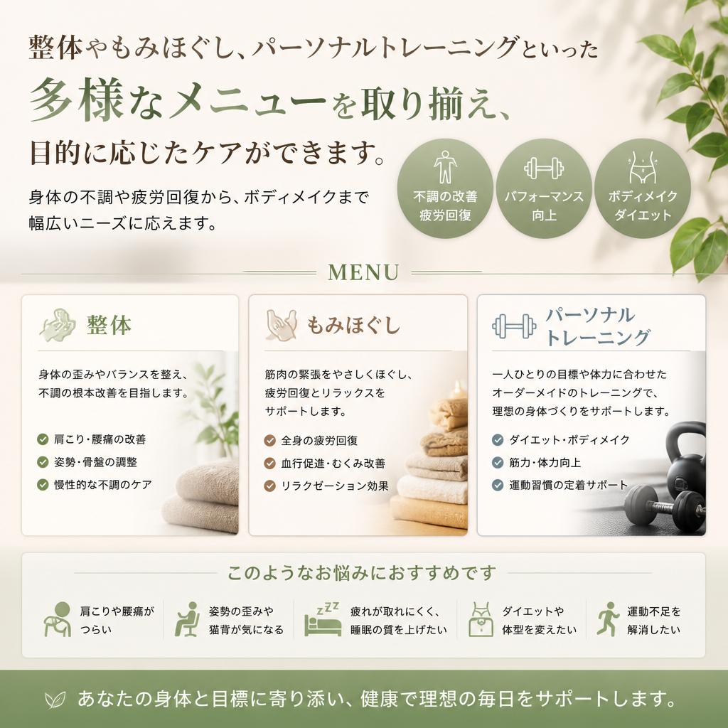 多彩なメニューで対応