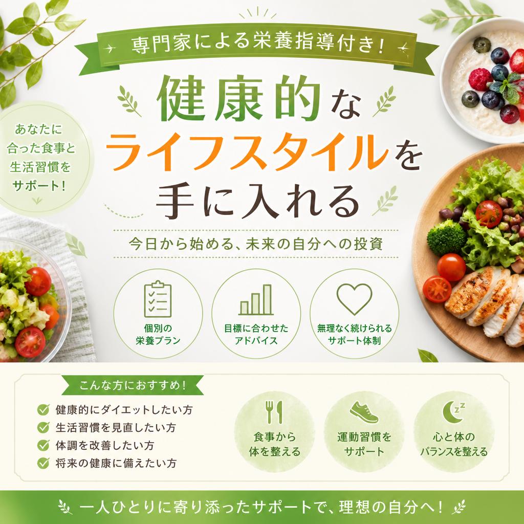 専門家による栄養指導付き！健康的なライフスタイルを手に入れる