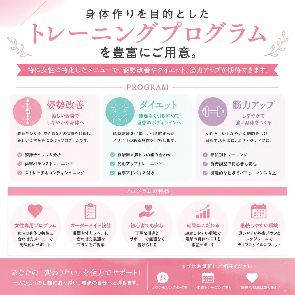女性に優しいプログラムで美しくなる!