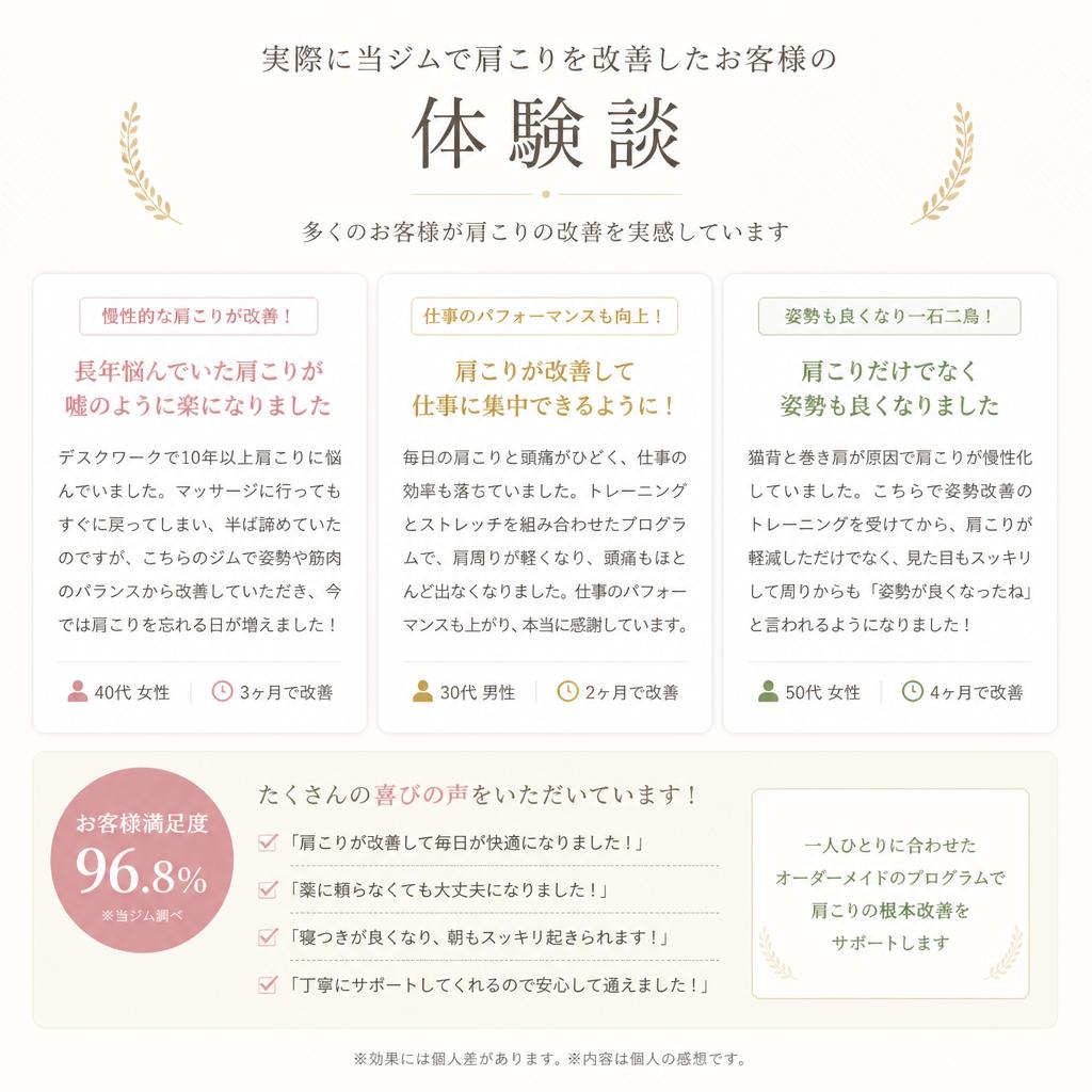 成功事例:肩こりを克服したお客様の声