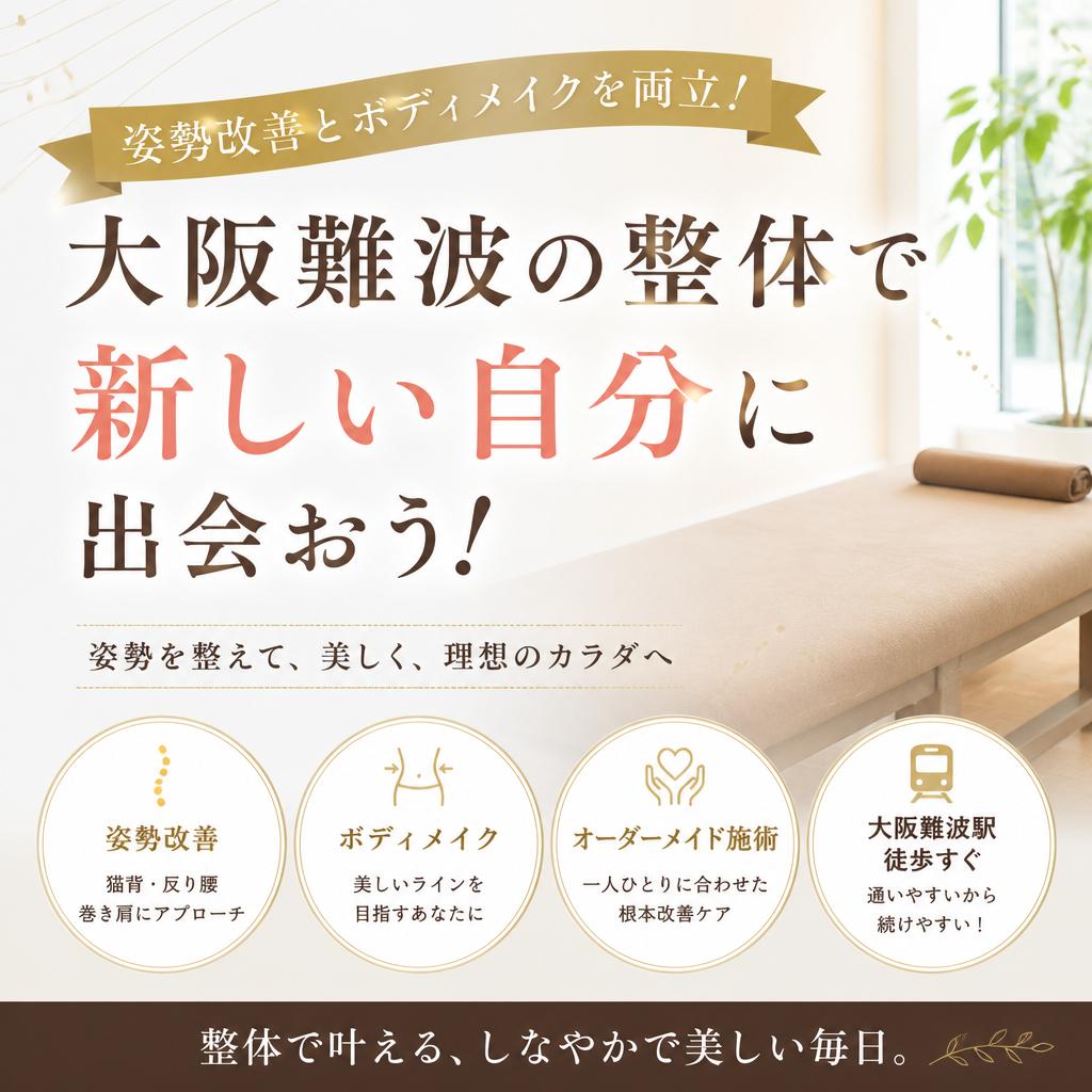 姿勢改善とボディメイクを両立！大阪難波の整体で新しい自分に出会おう！