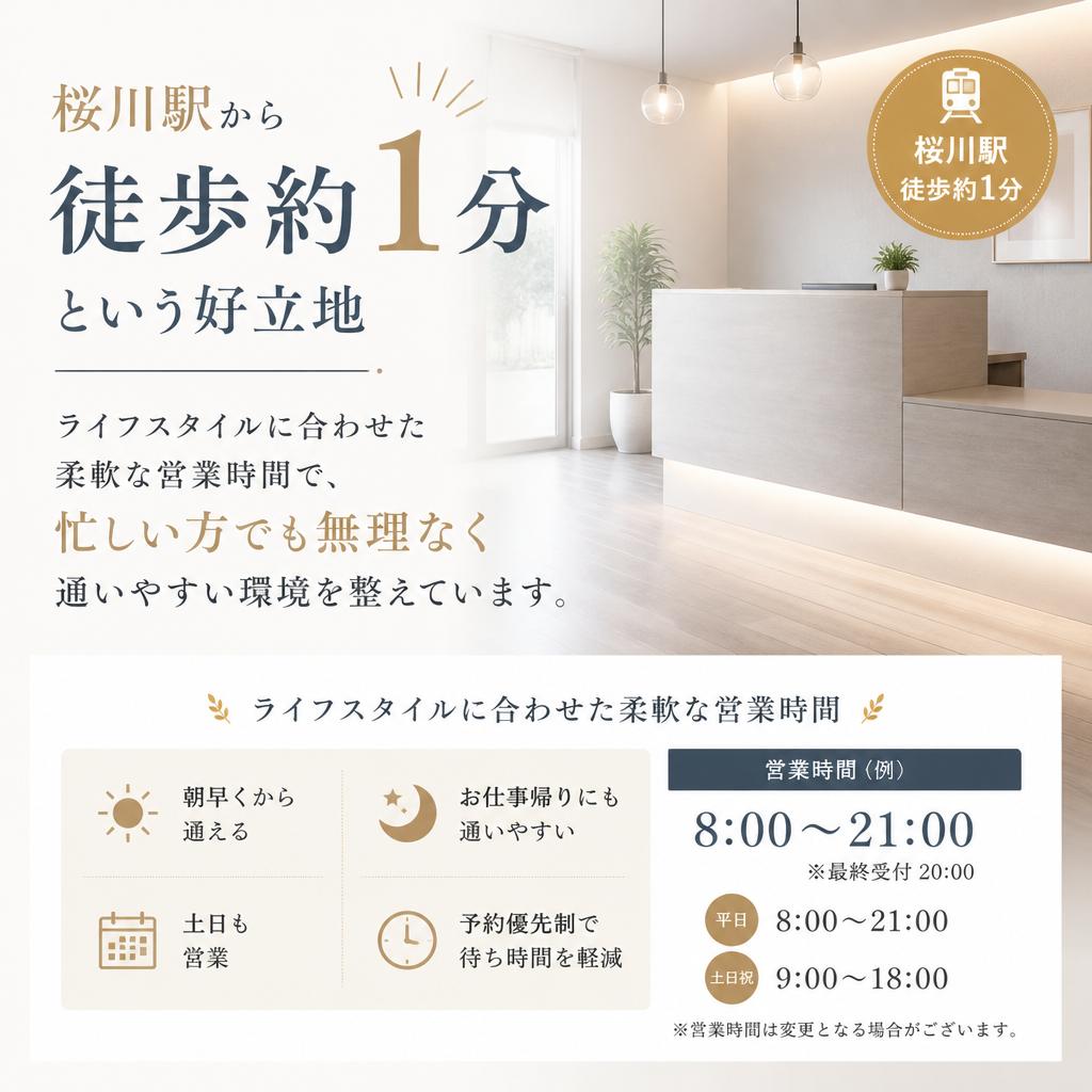 通いやすい立地と営業時間