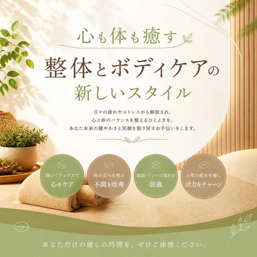 心も体も癒す整体とボディケアの新しいスタイル