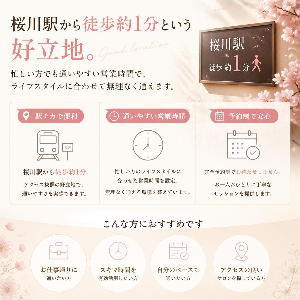 4. 通いやすい立地と柔軟な時間設定