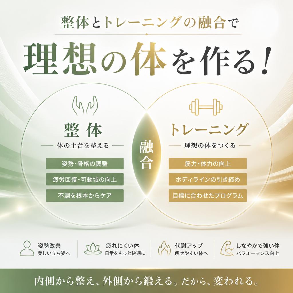 整体とトレーニングの融合で理想の体を作る！