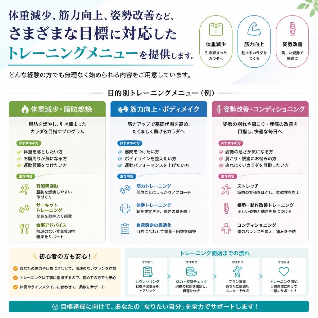 あなたの目的に応じたトレーニングプラン